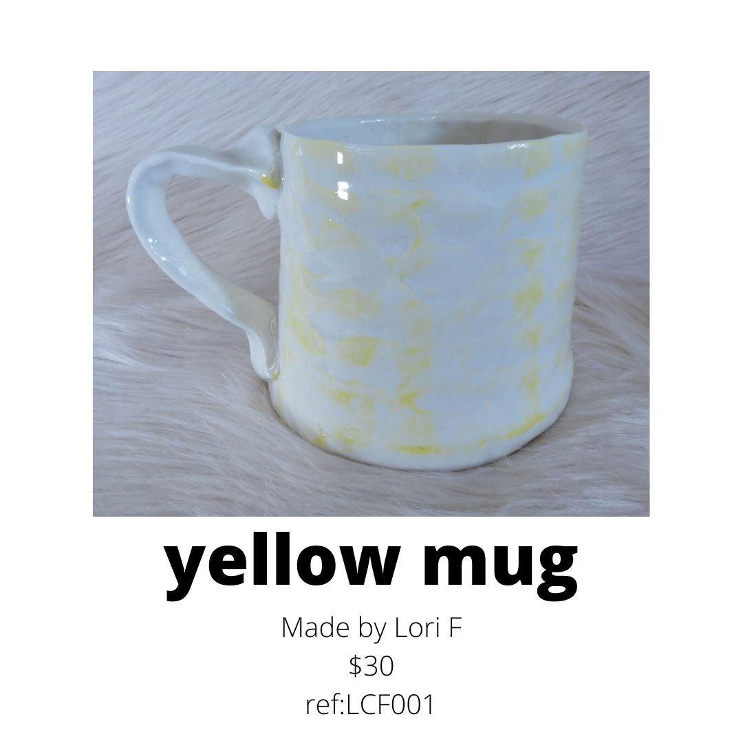 Lori yellow and white mug for sale