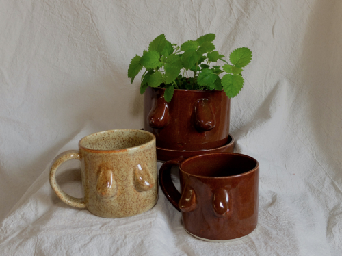 boobie planter with mugs